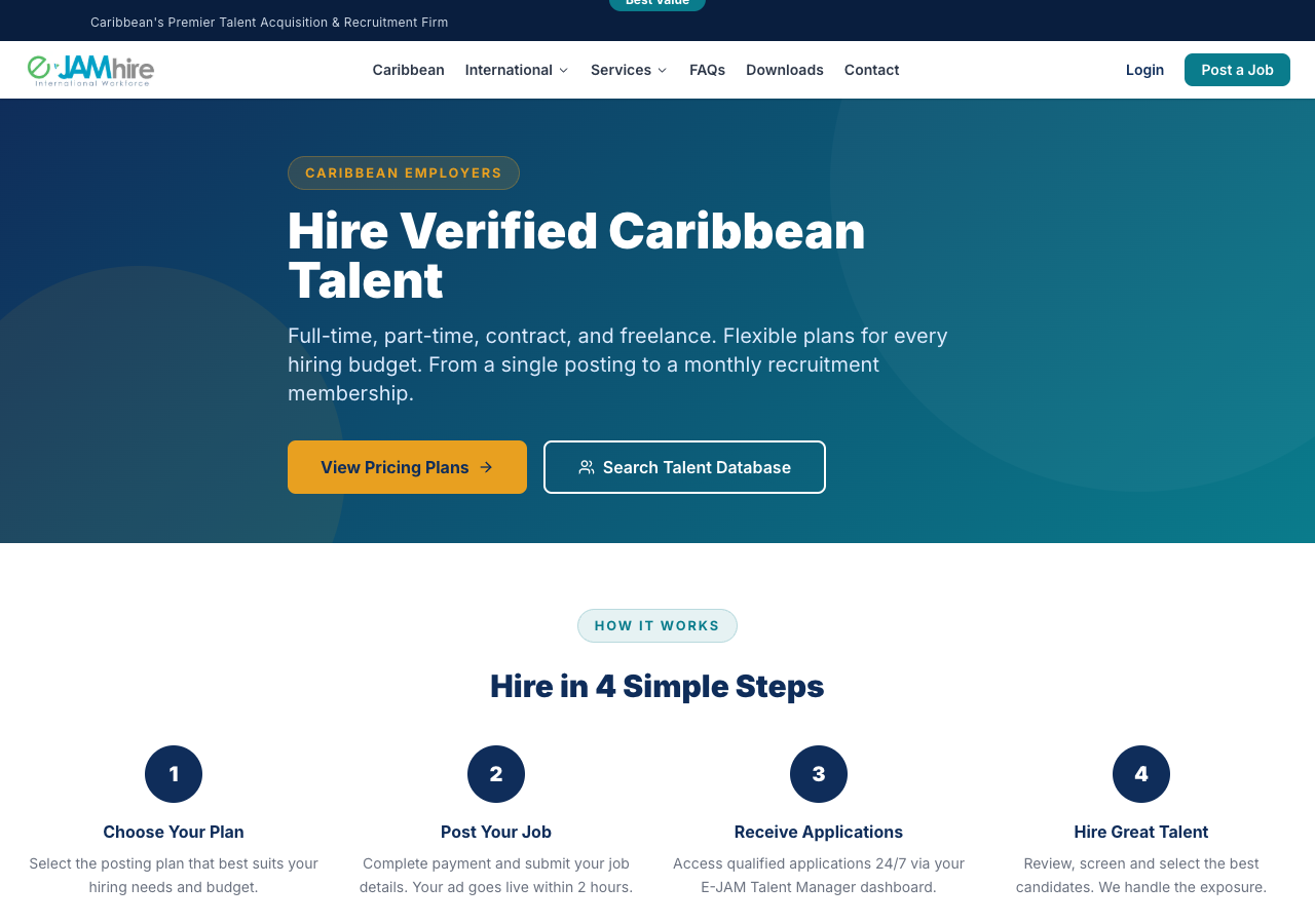 Homepage preview of Ejam Hire