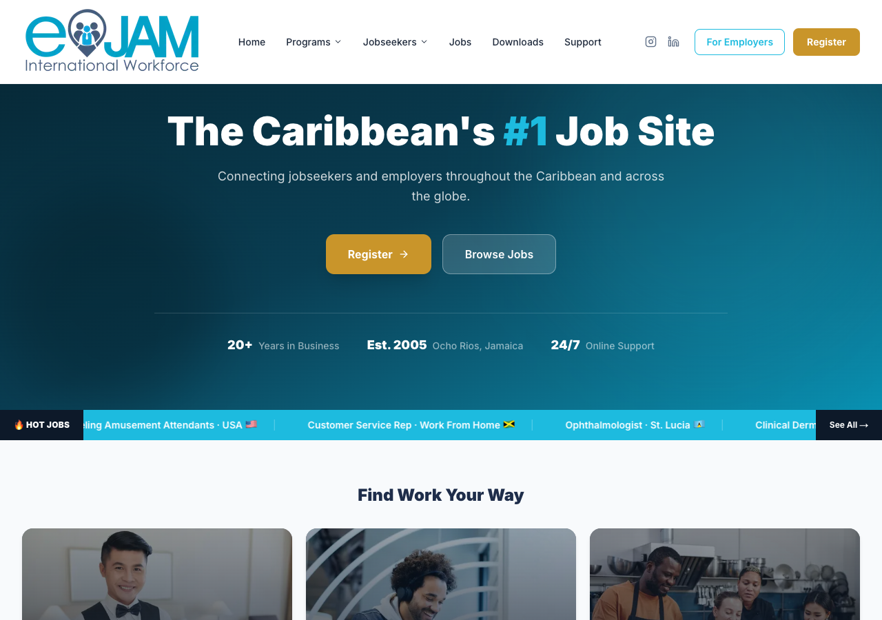 Homepage preview of Ejam Jobs