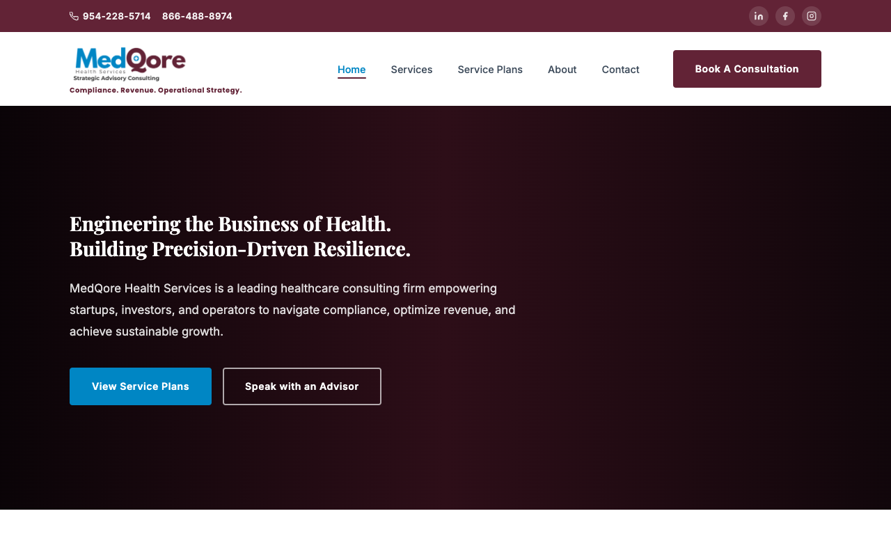 Homepage preview of Medqore Health