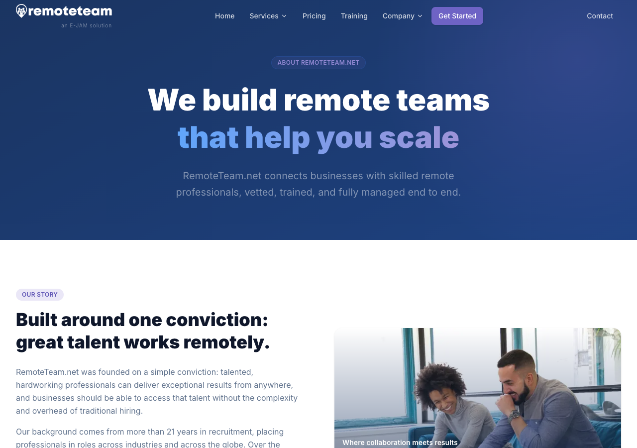Homepage preview of RemoteTeam